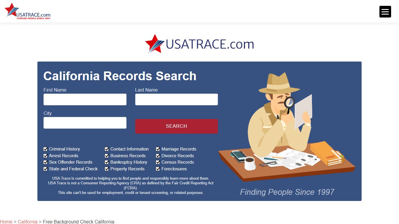 Free Background Check California - USATrace.com